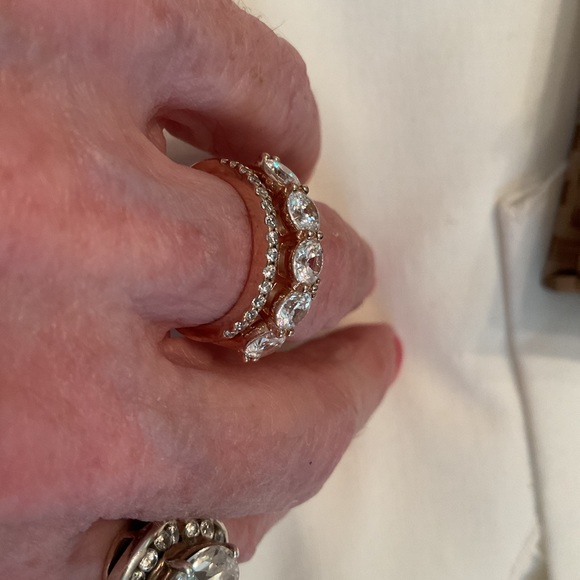NEW/WITHOUT TAGS ITALY, 925 STERLING ROSE GOLD CUBIC ZIRCONIA WEDDING SET SIZE 6 - Picture 4 of 16